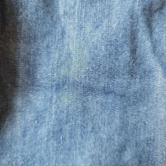 Carters 18 month cotton blue chambray denim top collared ruffle short sleeve - Picture 3 of 5